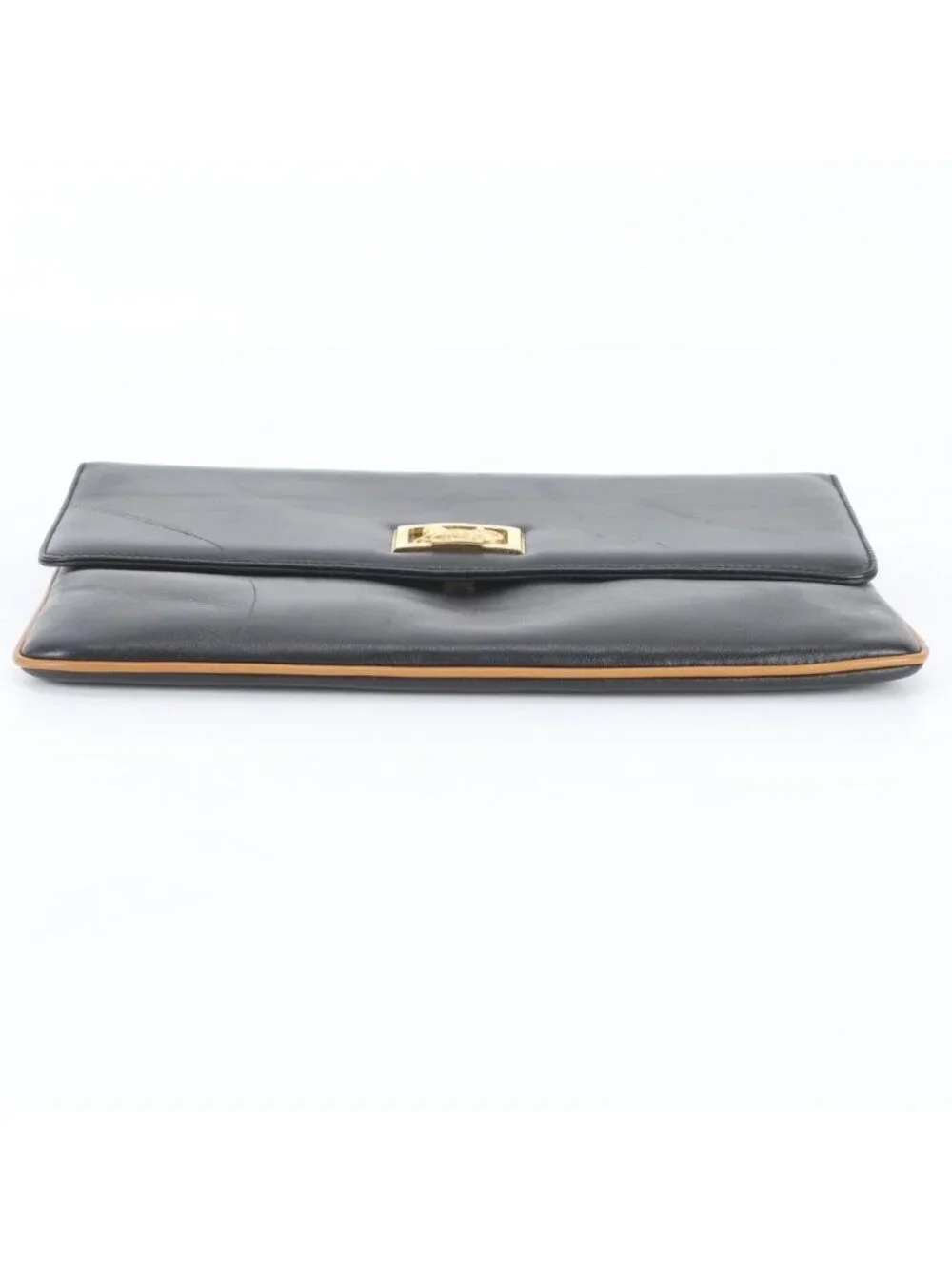 Celine Carriage Leather Clutch Pouch Business Black